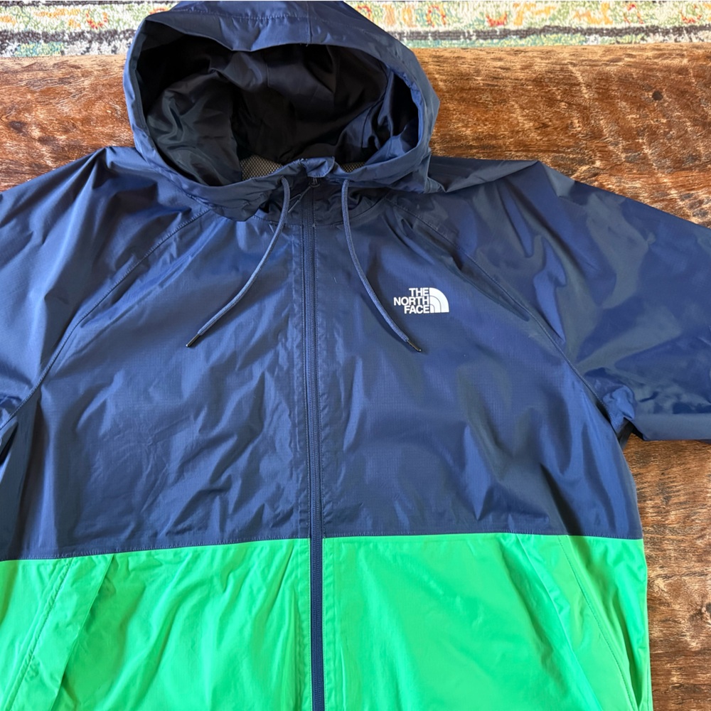 The North Face Vibrant Green and Dark Blue Jacket